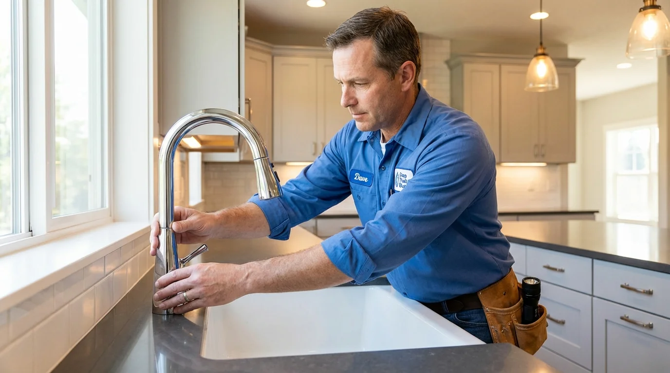 Kitchen faucet installation by Johns Plumbing LLC in Dedham
